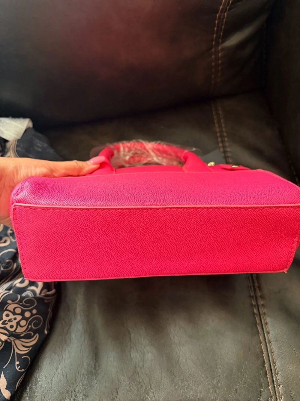 bebe Hot Pink Satchel with Gold Hardware